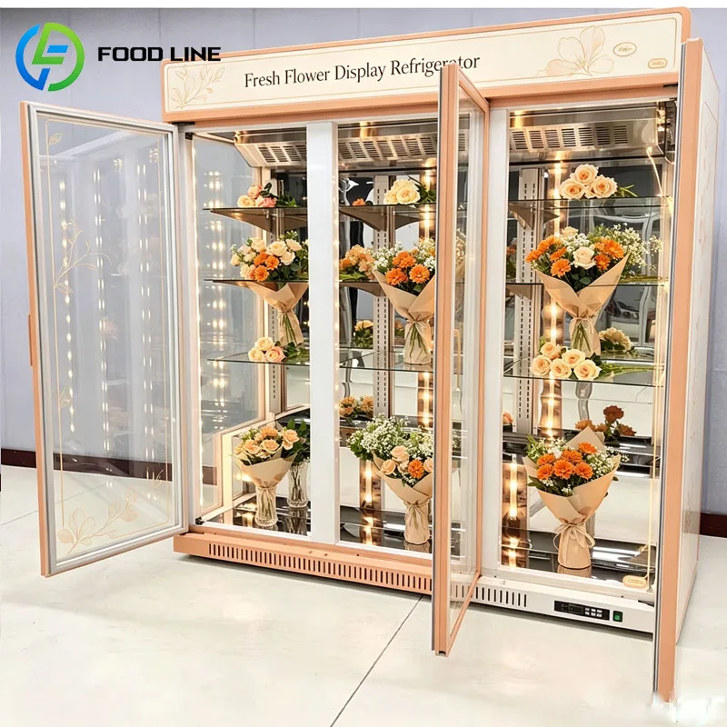 Commercial Flower Refrigerator Display Cabinet Fresh Floral Cooler Preservation Case For Florist Customized
