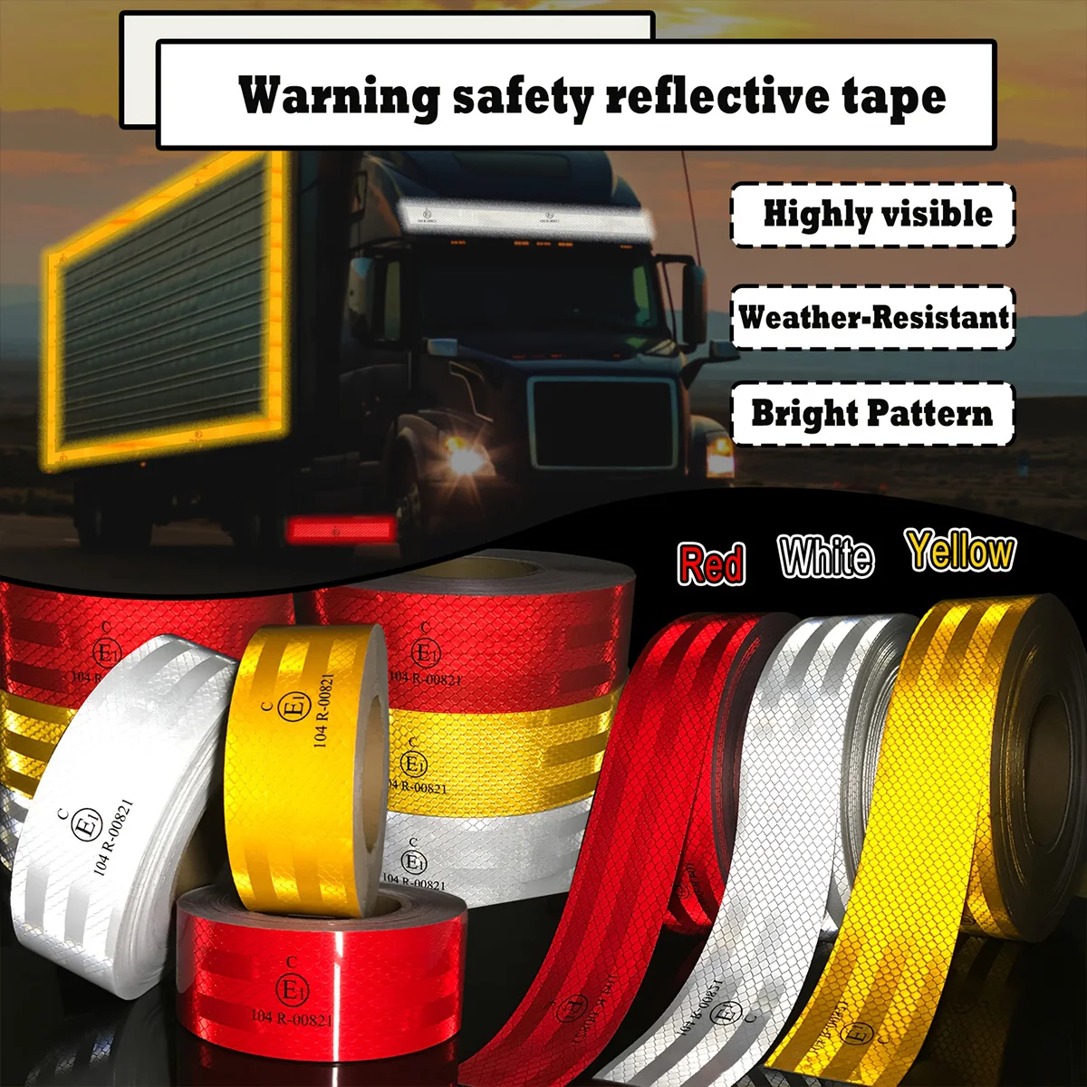car Reflective Tapes 104R Waterproof Retro Reflective Conspicuity Self Adhesive Road Safety Warning Sticker Reflectors For Truck