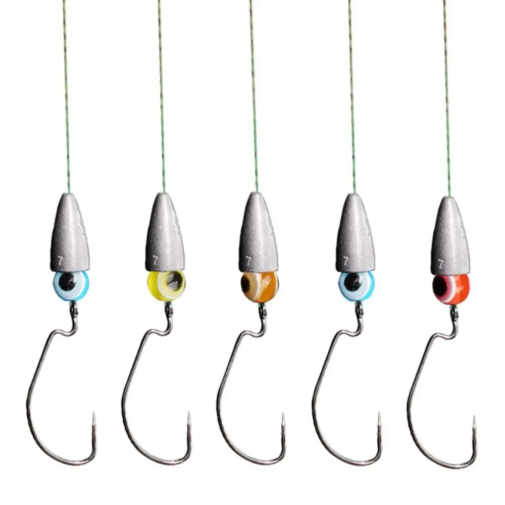 5 Pcs/lot with Weights Hooks Fishing Sabiki Rigs with Barb Pesca Carolina Rig Kit Anti-rust Durable Texas Rig Set Perch