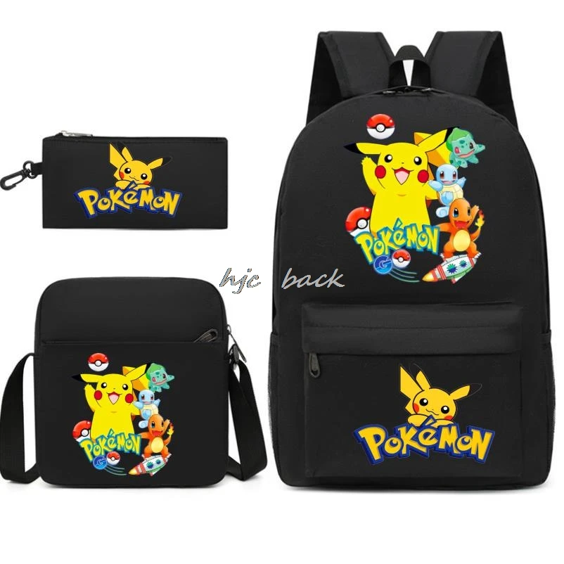 New MINISO Set Pikachu Pokémon Boy Girl Kids School Book Bags Women Men Bagpack Teens Schoolbag Students Laptop Travel Backpacks