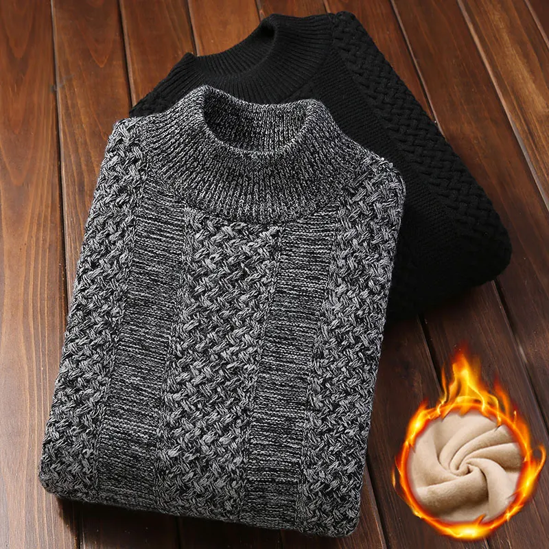 

Autumn Winter Men's Turtleneck Men's Knitting Pullovers Rollneck Knitted Sweater Warm Men Jumper Slim Fit Casual Sweater A112