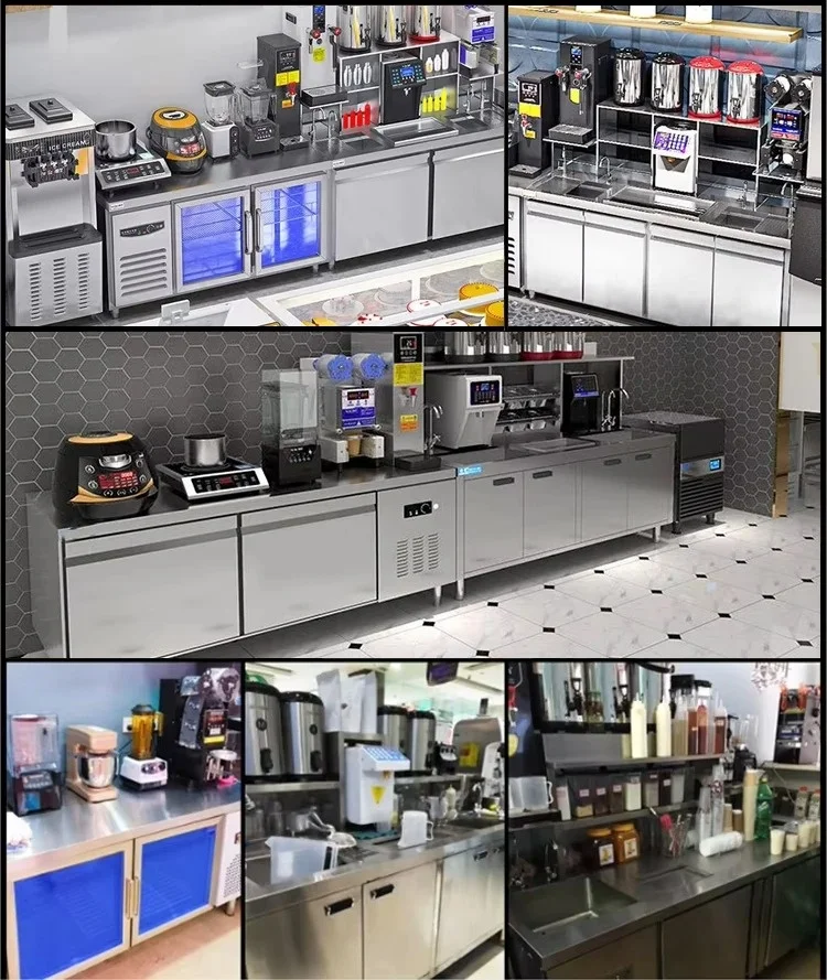 Picture 7: custom.Commercial Boba Worktable Stainless Steel Milk Tea Counter Bubble Tea Shop