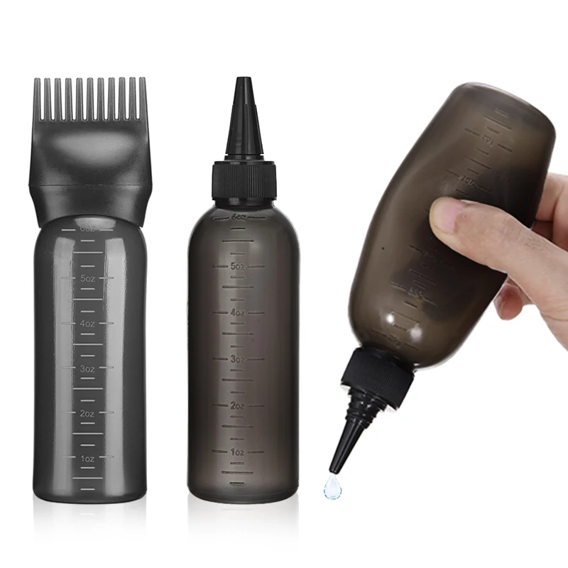 Bouteille à presser rechargeable en plastique de 2 pièces et ensemble de bouteilles applicateur de peigne à racines Application de teinture capillaire de précision-multipurpose