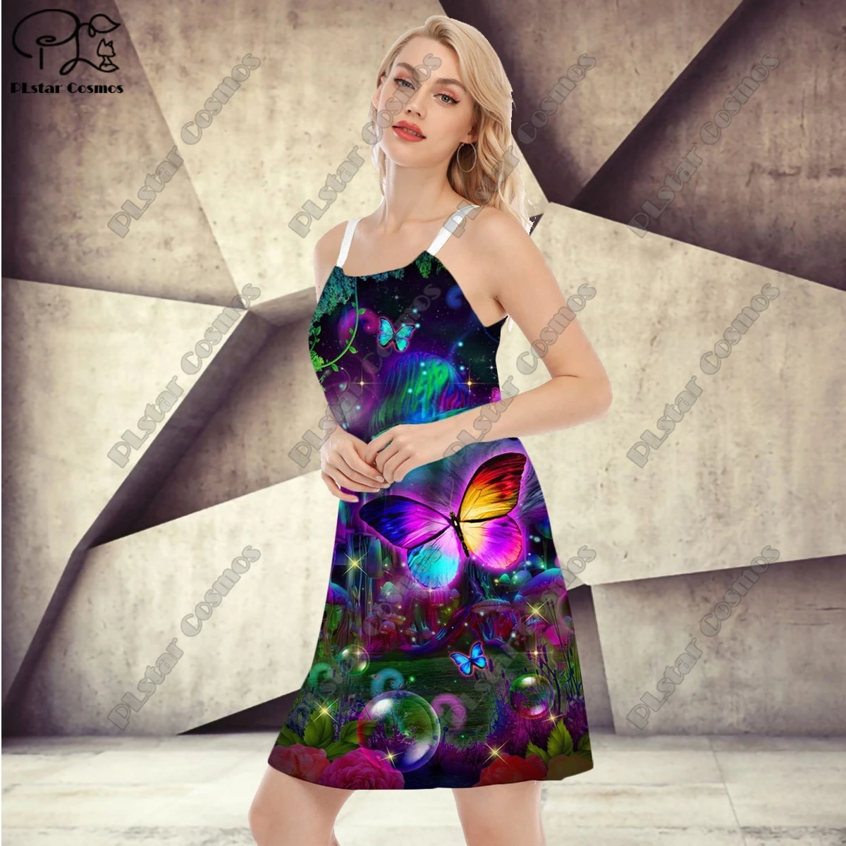 PLstar Cosmos 3D Printed Sling Floral Dress Women's Summer Casual Holiday Style Harajuku Streetwear Collection 2