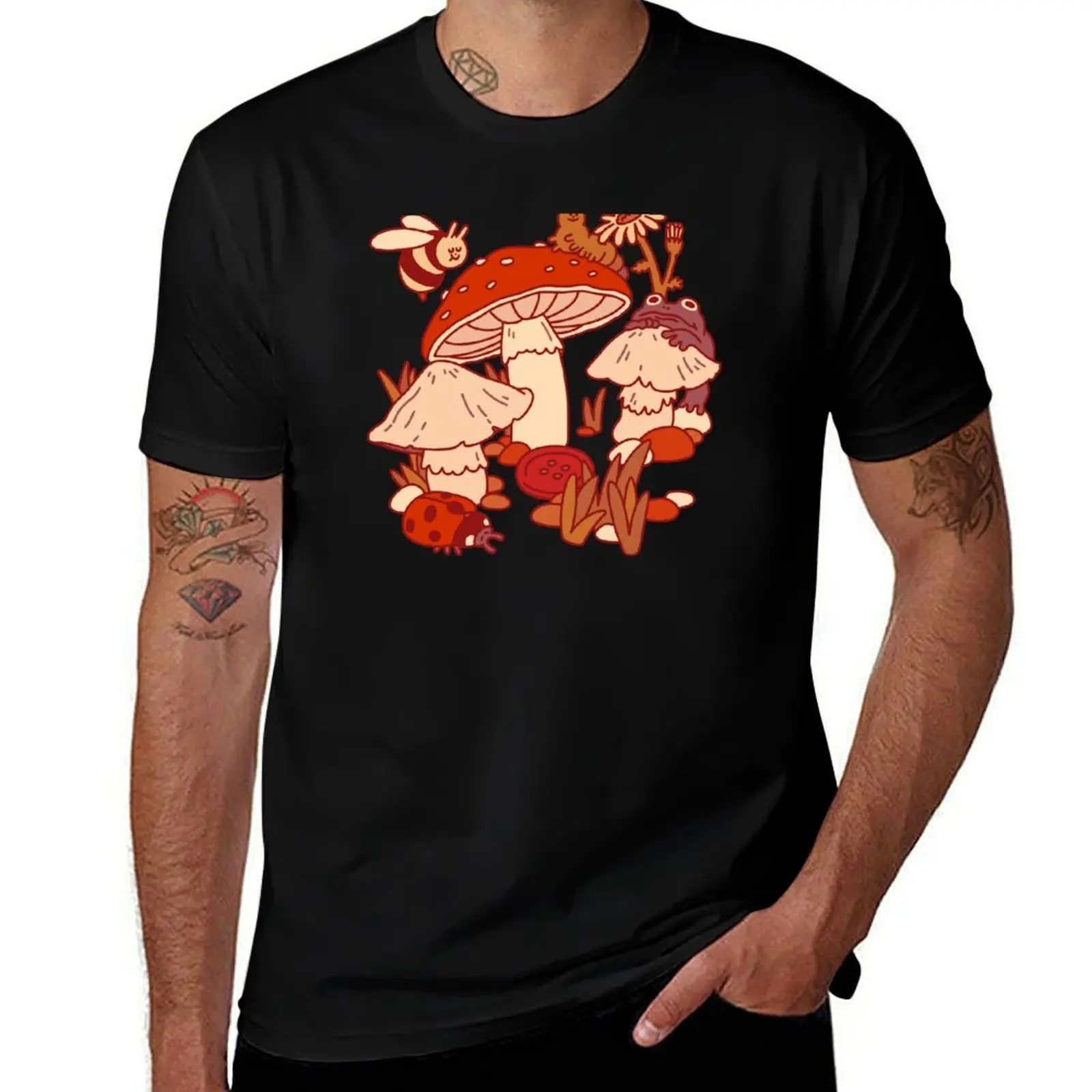 

Mushrooms & Tiny Friends T-Shirt men t shirt cotton 100% man t shirts cotton