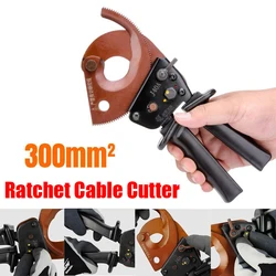 J40A Ratchet Cable Cutter Max 300mm² Manganese Steel Copper Wire Cutting Tools Cu/Alu Cable Electrical Wire Cutting Plier