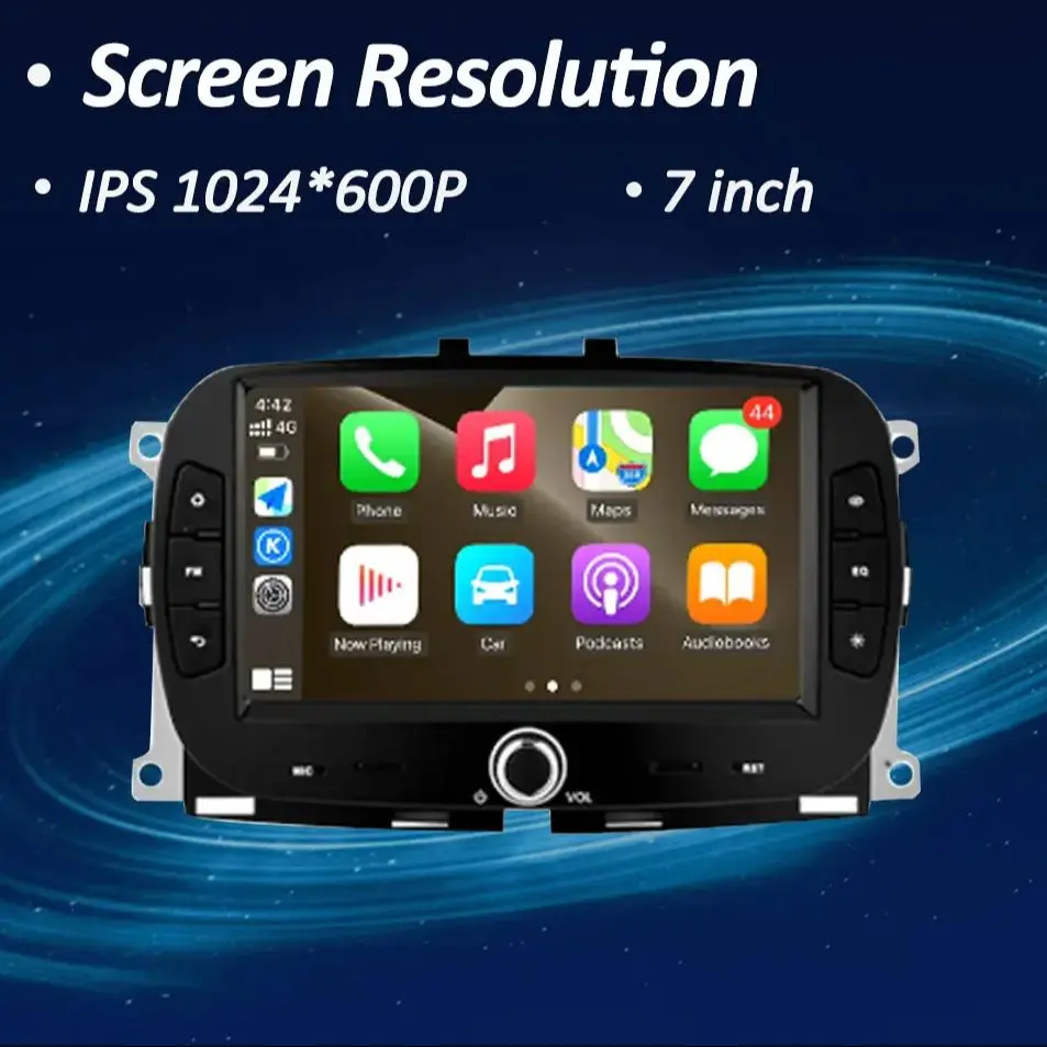 Pemutar Video Multimedia Mobil Wireless Carplay untuk FIAT 500 2016 2017 2018 2019 Sistem Cerdas Android 15 Layar Sentuh WIFI 4G