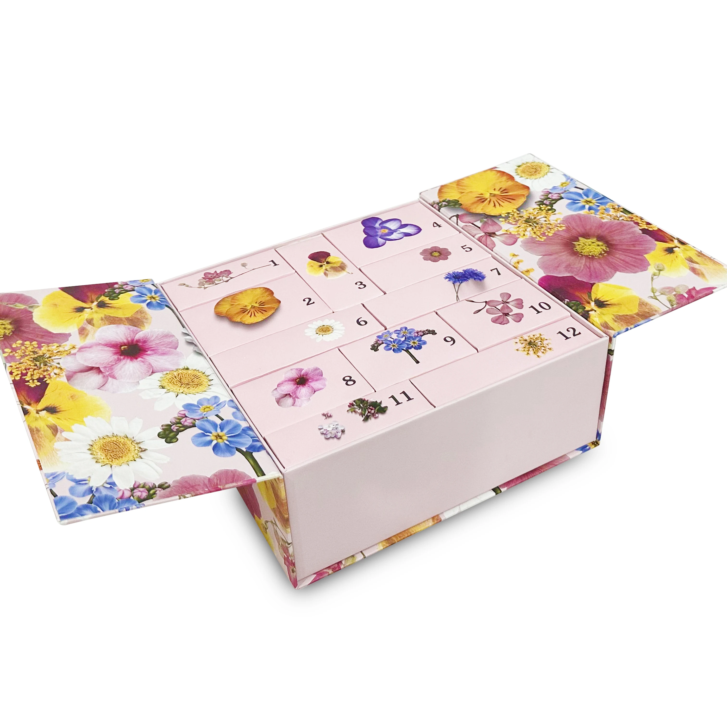 Customization.Factory Wholesale Recyclable Packaging Box Empty Jewellery 12 Day Advent Calendar Box Empty Custom logo