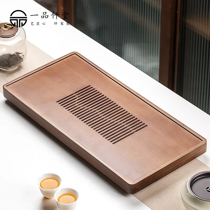 Tea tray Household small drain tray Tea table Dry soak table Living room 2022 new rectangular water storage tea set Tea tray