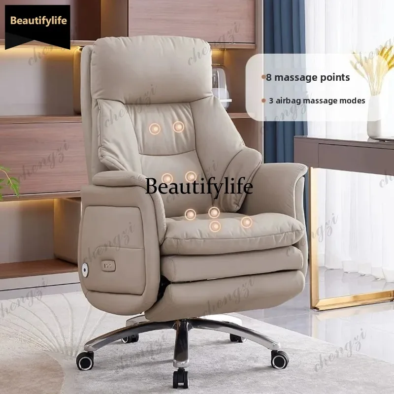 D80 Leather electric ventilation heating massage office chair computer ergonomic chairs armchair desk rotating lift chair