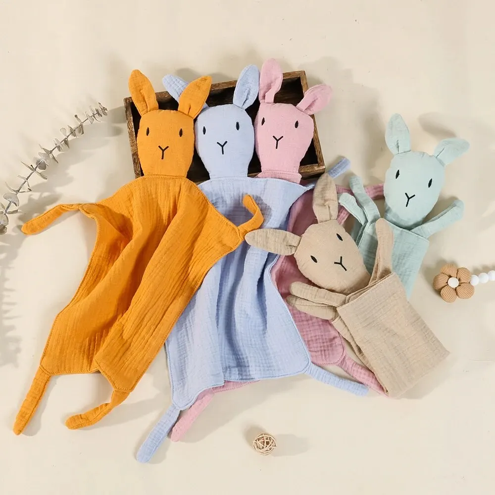 Baby Cotton Muslin Comfortable Blanket Cute Cat Doll For Infant Kids Sleep Appease Towel Children Rabbit Saliva Scarf