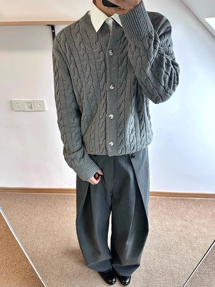 

Cleanfit ey вязаный свитер пальто мужской осенне-зимний круглый Ne простой высококачественный витой трикотаж повседневный свободный крой