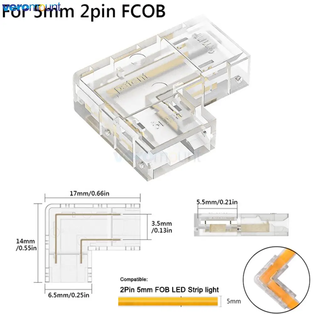 LED Strip Connector Seamless 2/3/4pin 5/8/10mm Right Angle 90Degree L Shape Corner Connector for CCT RGB Single Color COB Strip