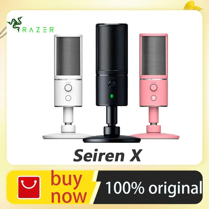 Razer Seiren X USB Streaming Microphone Professional Grade Built in Shock Mount Supercardiod Pick Up Pattern Anodized Aluminum