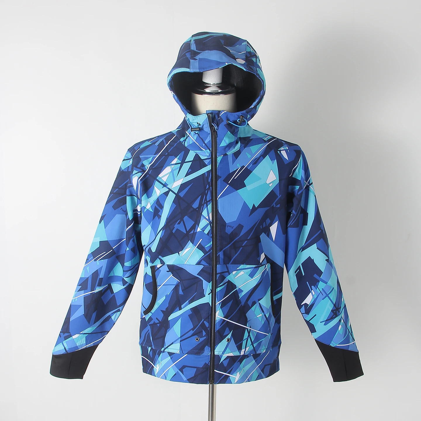 

Мужская куртка с флисовой подкладкой, ветрозащитная, водоотталкивающая, с геометрическим узором, с капюшоном, теплая, осенне-зимняя верхняя одежда