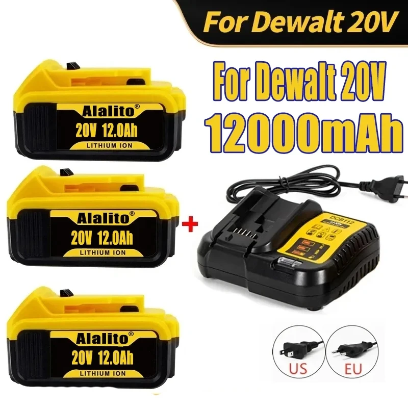 For Dewalt DCB200 20V 12000mAh Replacement Battery Compatible with For Dewalt 20V 18 v and 20 Vot Tools For Dewalt