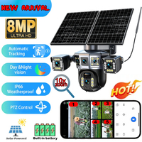 8MP 3 Lens Solar 4G Security Cameras HD Dual Solar Panels Color Night Vision PIR Motion Detection Outdoors IP Camera 360 PRO App