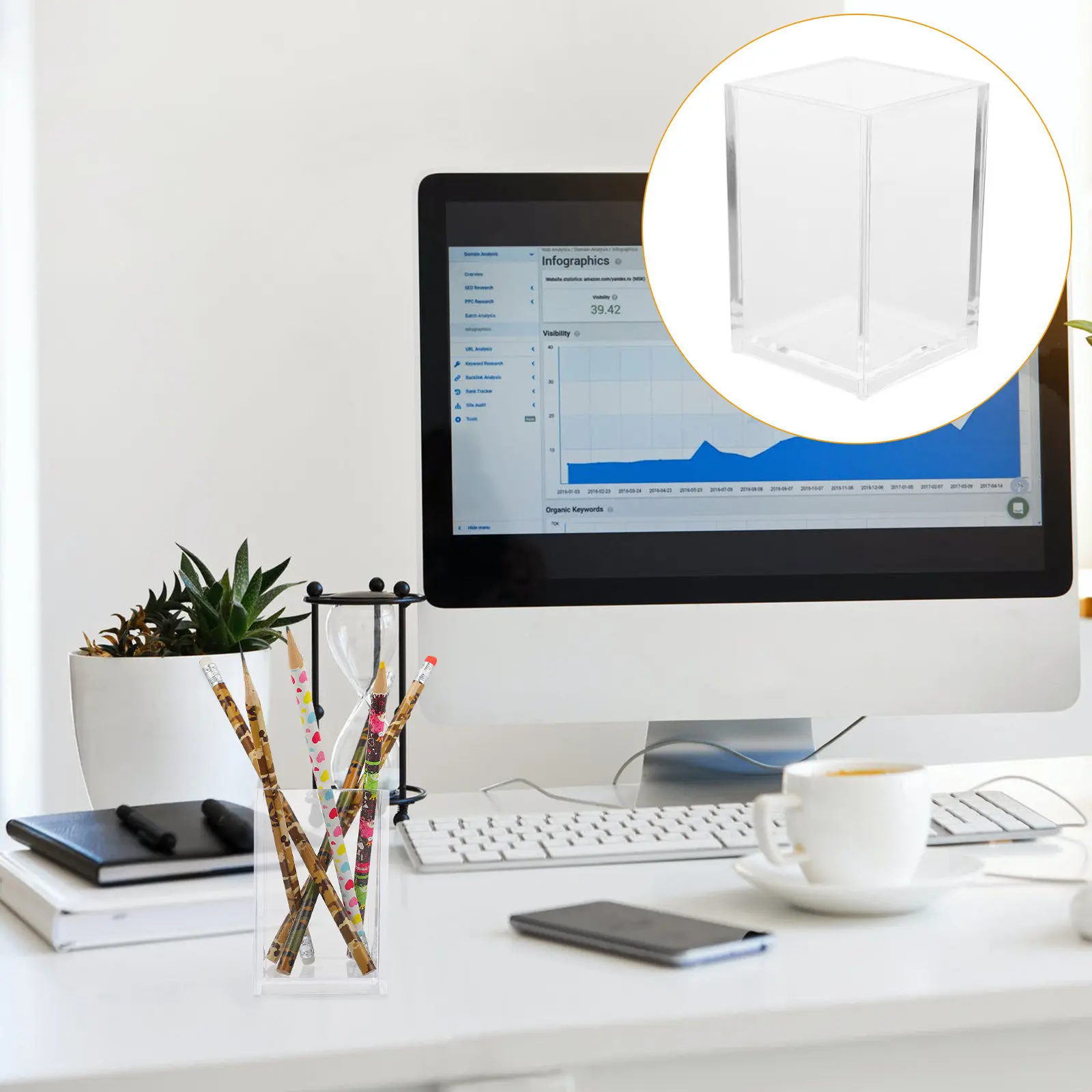 

Настольный органайзер для ручек (1 шт.), современный акриловый держатель для карандашей, контейнер для хранения ручек для офиса, школы, ванной, спальни, декор для дома