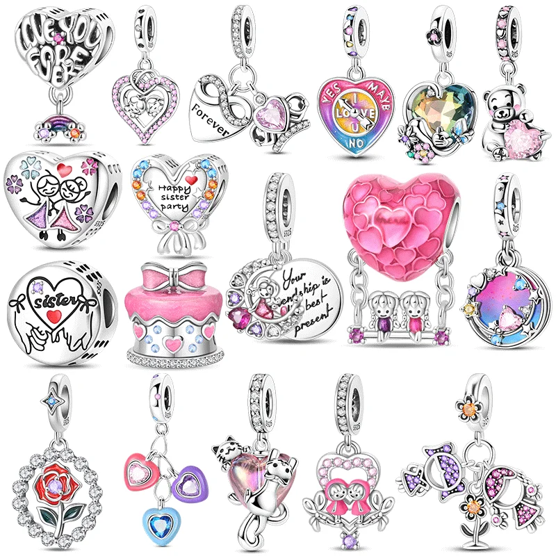 

New 925 Silver Sparkling Magic Cube Love Charm Red Heart Beads DIY for Women Original Bracelet Fine Jewelry Gift Accessories