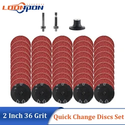50Pcs Quick Change Discs Set,2 Inch 36 Grit Roll Lock Grinding Discs for Die Grinder Surface,Burr Rust Paint Removal