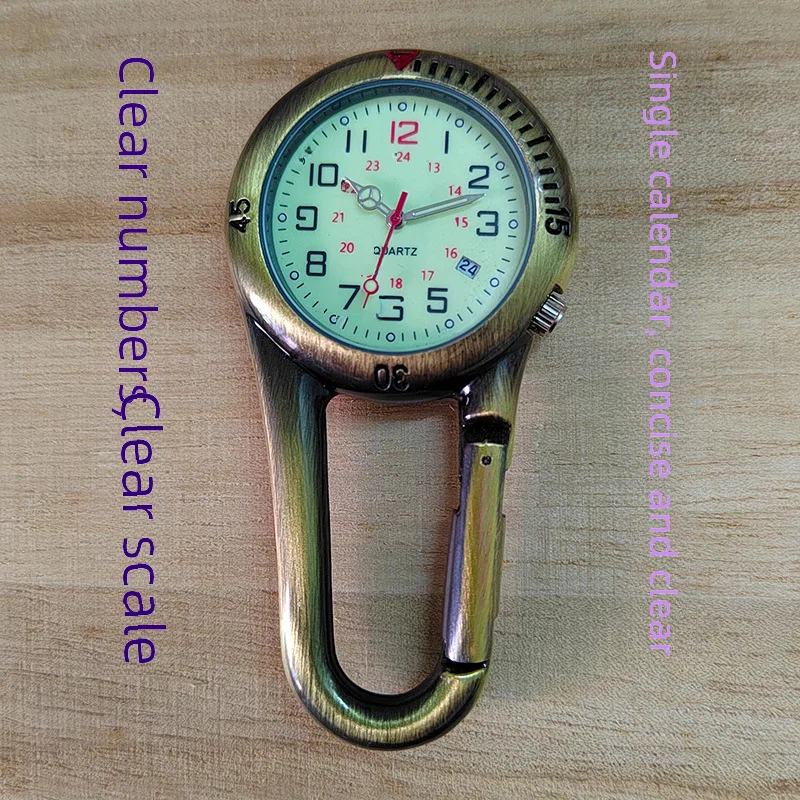 Reloj con hebilla para montañismo y calendario al aire libre, mochila deportiva, reloj de bolsillo luminoso, reloj de cintura para personas mayores, reloj de enfermera
