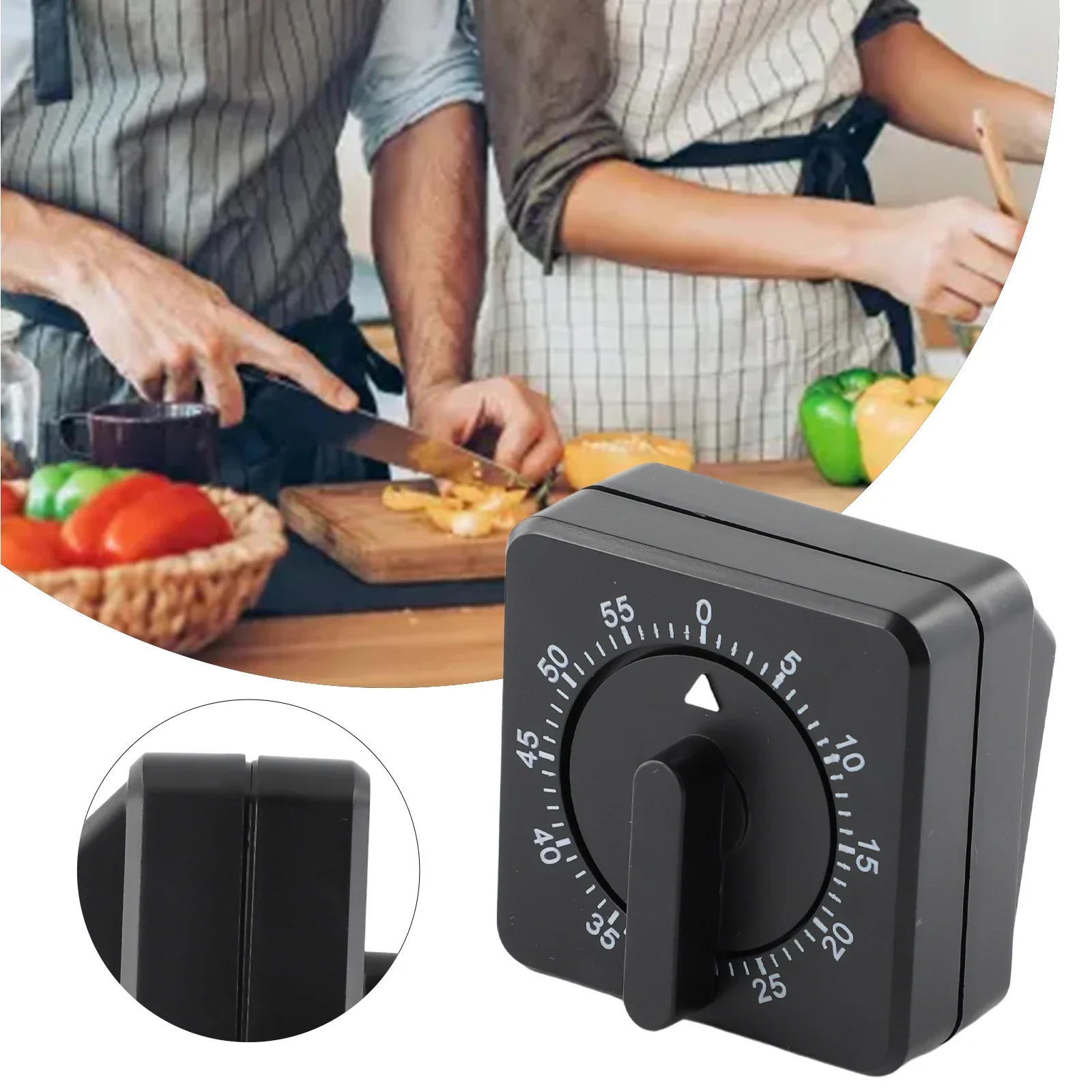 Black Square Cooking Tools 60 Minutes Kitchen Time 60 Mins Mechanical Kitchen Cooking Timer Game Alarm Count Timer Tool