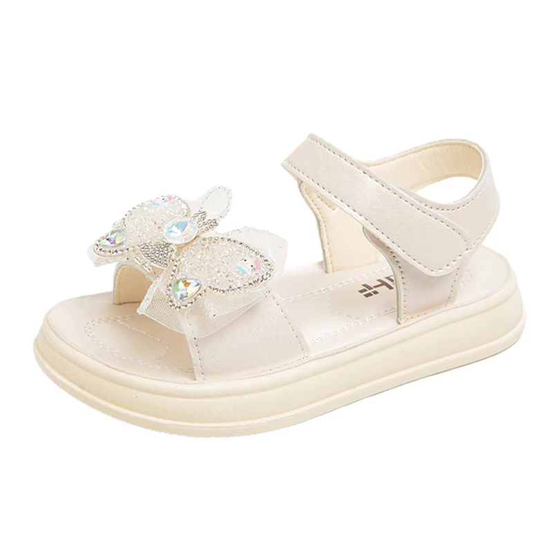 Girls' Princess Sandals Summer New Soft Bottom Lightweight Children's Open Toed Sandals Fashion Bow Kid's Casual Beach Sandals