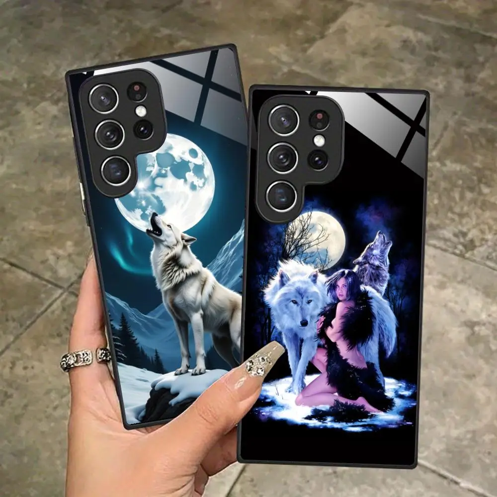 

Fashion Wolf Mobile Phone Case for Samsung Galaxy A56 55 54 53 52 51 36 35 34 23 16 15 5G Glass Colorful Cover Cover Pretty