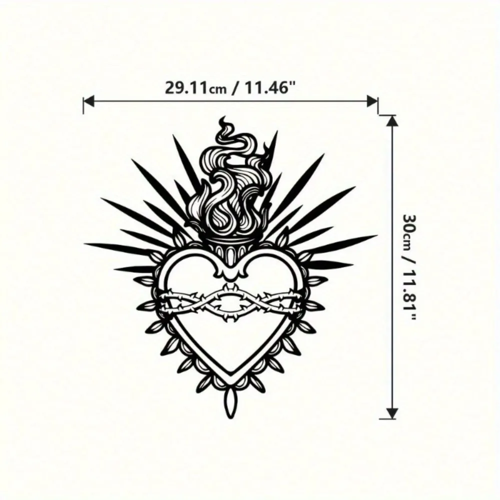 1PC Gorgeous Sacred Heart Metal Wall Sculpture: Christ Figure Embellished with Sacred Words & Verses