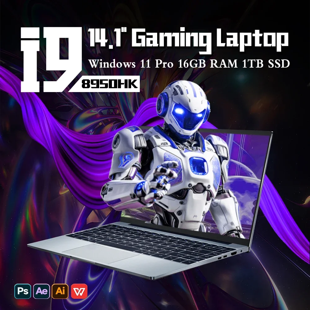 2024 Gaming-Laptop-Computer Windows 11 Pro 14,1 Zoll Intel CORE i9 8950HK 16 GB DDR4 1 TB 2 TB SSD 1920*1080 Office Gaming PC-Notebook