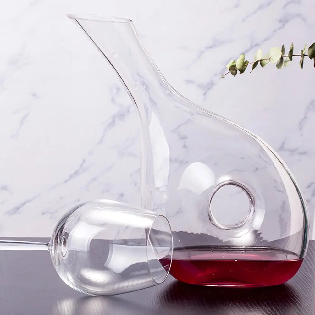 1Pcs Crystal Glass Wine Decanter Creative Aerator Home Bar Red White Wine Accessory Flat Bottom Pourer Sediment Separator Gift