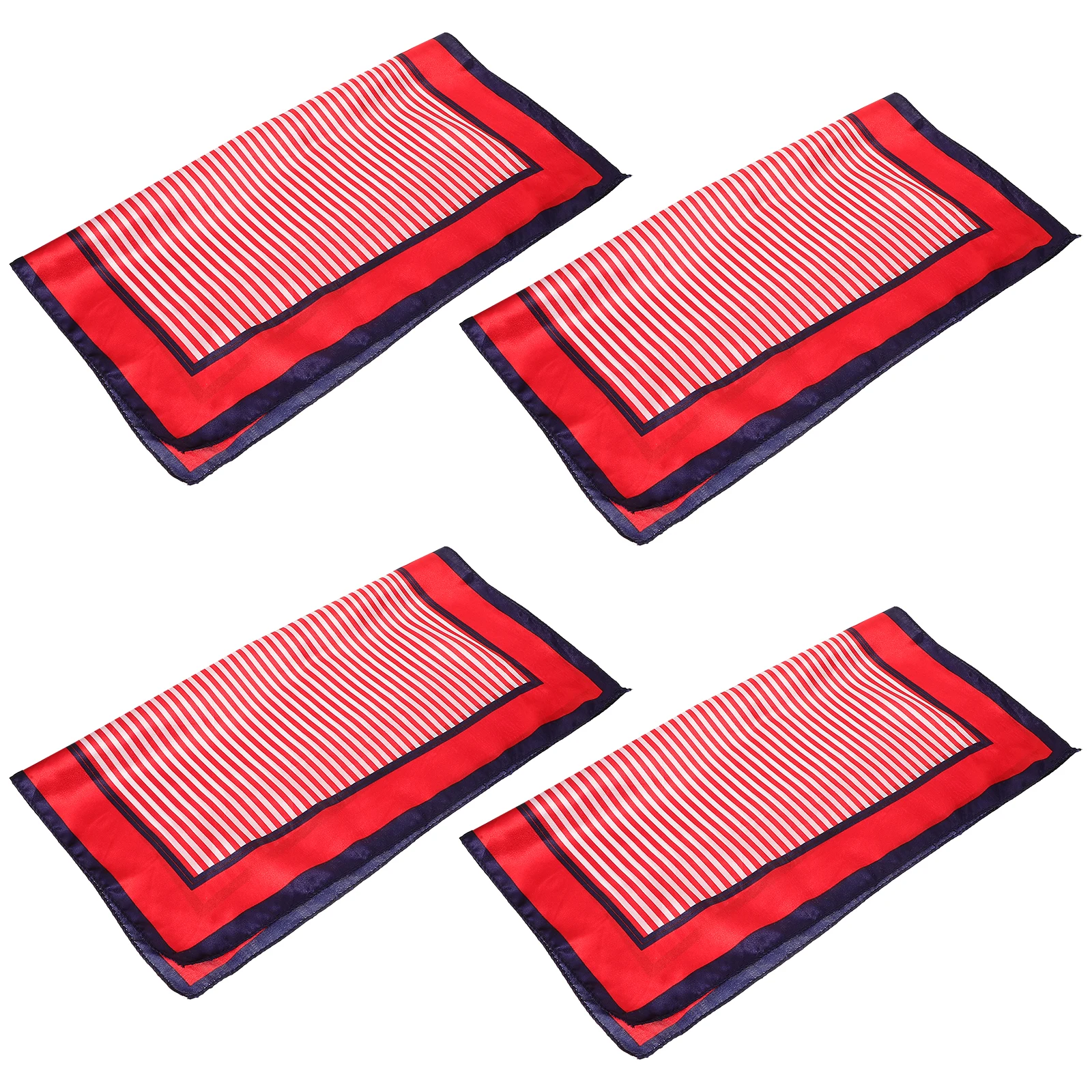 

4pcs Silk-Like Satin Flight Attendant Hair Scarf Women Neck Accessories Lightweight Solid Colored Nekerchief Costume Scarves
