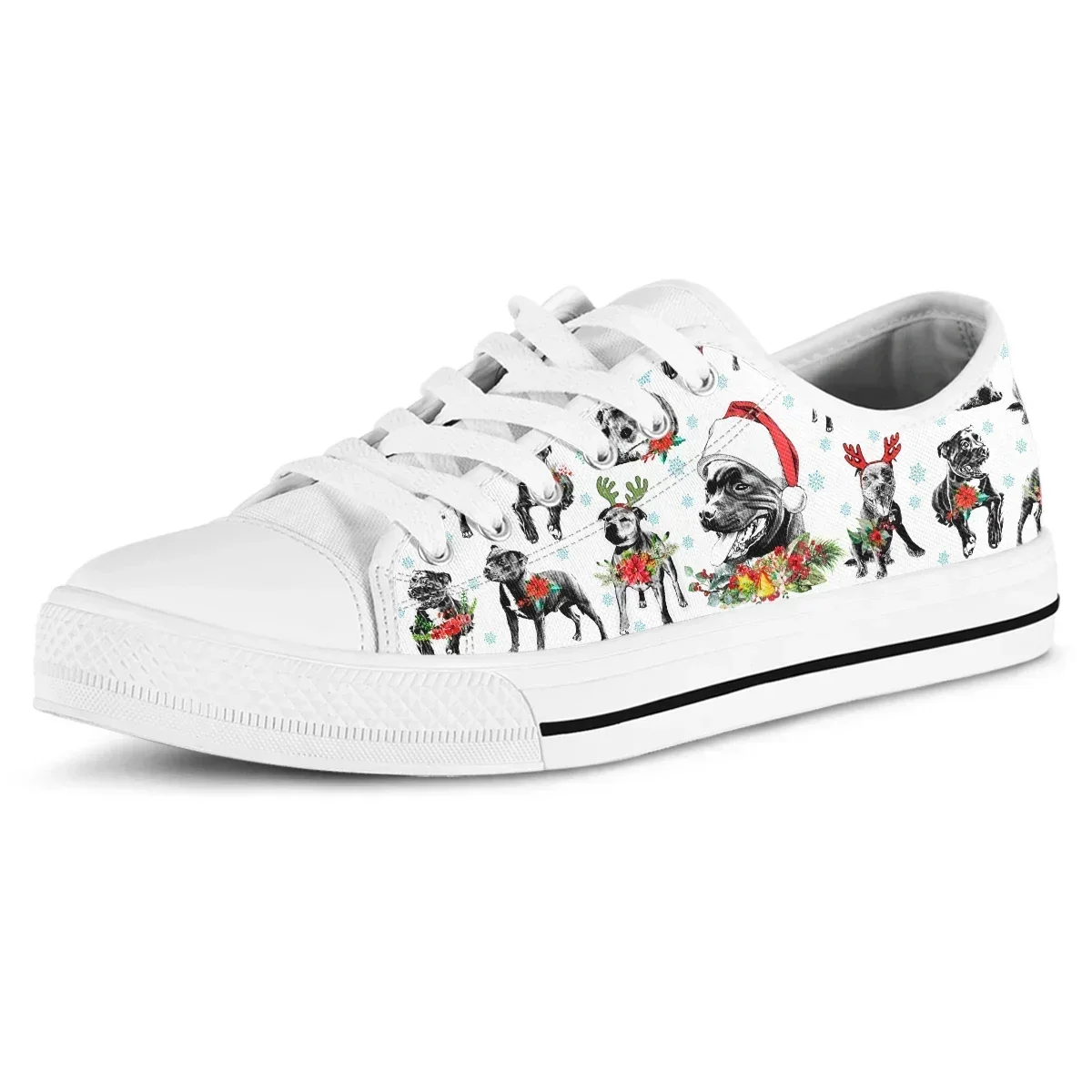 Student Shoes Cute Christmas Pitbull Lover Women Vulcanized Shoes Sneakers Ladies Lace-up Casual Breathable Canvas Shoes