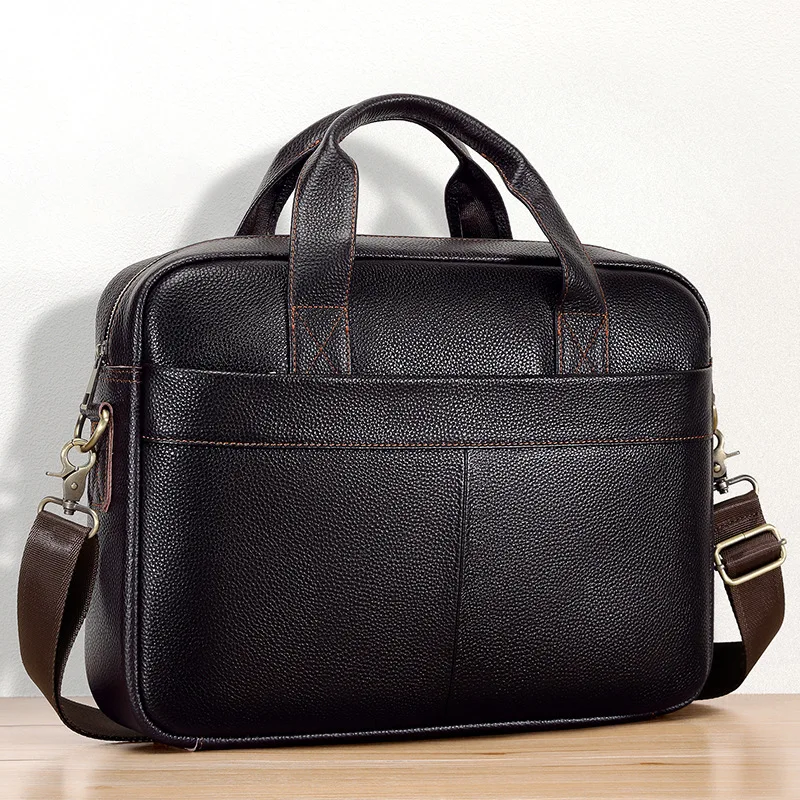 

Premium Business Messenger Bag - Full-Grain Cowhide Convertible Briefcase, Slim-Profile Laptop Compartment & Document Organizer