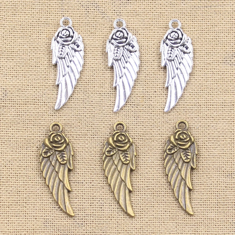 8pcs Charms Angel Wings 30x12mm Antique Making Pendant fit,Vintage Tibetan Bronze Silver color,DIY Handmade Jewelry