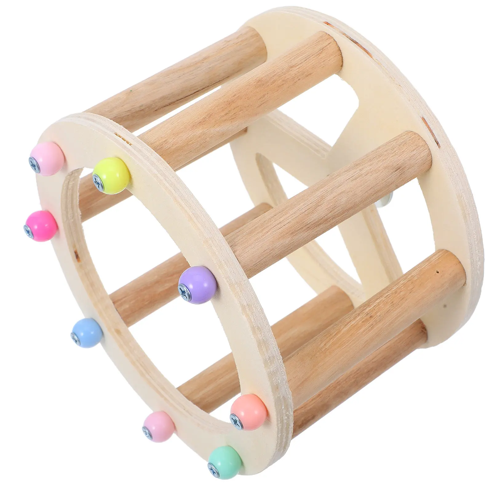 Small Parrot Rotating Wheel Running Cage Accessories Perches Stand Pole Interactive Exercise Bird Perches Compact