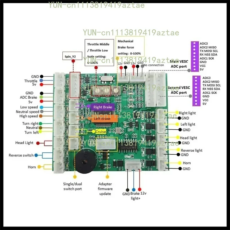 E‑wheel ADC Adapter V3 With Control Button For VESC Ubox V2 ESC Open Source Drive Module Replacement Accessory