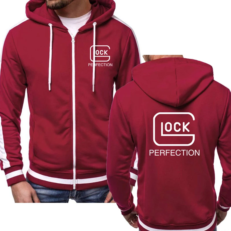 

Men's Jackets Glock Perfection Print Spring Autumn Zipper Hoodie Jacket Outwear Male Casual Streetwear High Quality Man Coat