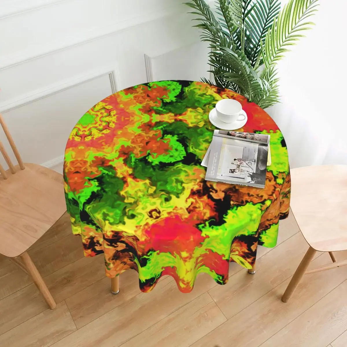 Mandala Flower Print Round Tablecloth Psychedelic Hippie Protection Table Cloth Funny Events Dining Tables Custom Table Cover