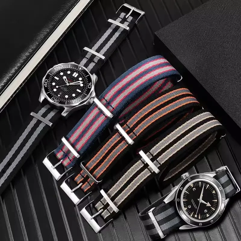 Nylon Canvas Watch Strap for NATO 304 Stainless Steel Buckle Men's Replacement Bracelet 20mm Watch Accessories for Omega