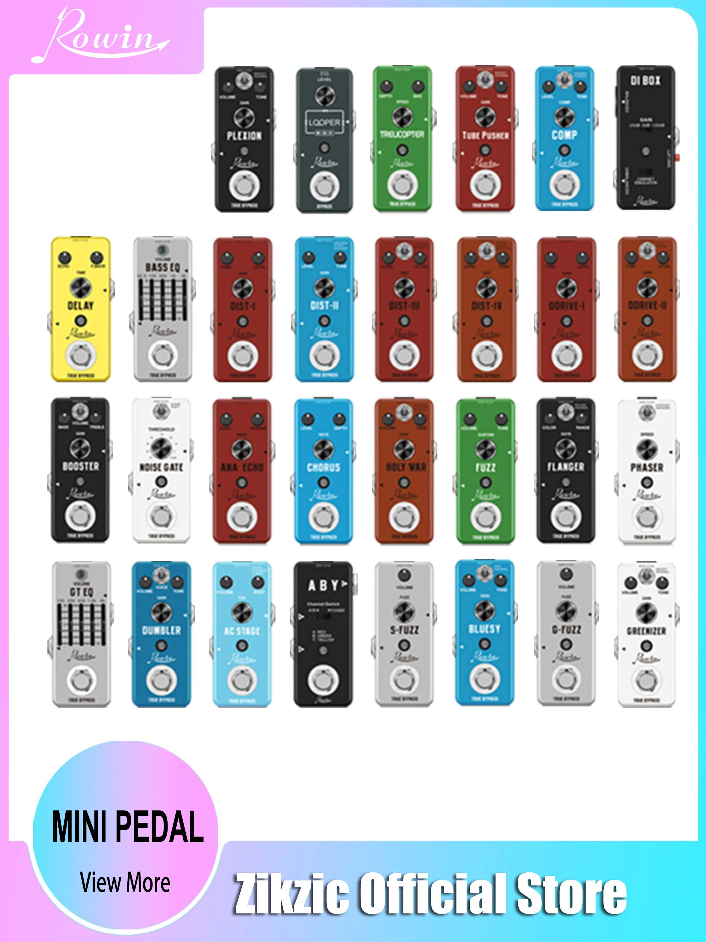Rowin Klassisches Gitarrenpedal Noise Gate Tuner Analog Flanger Delay Booster Chorus Compressor EQ Di Box Effektpedal Bass Stompbox – Detail 1