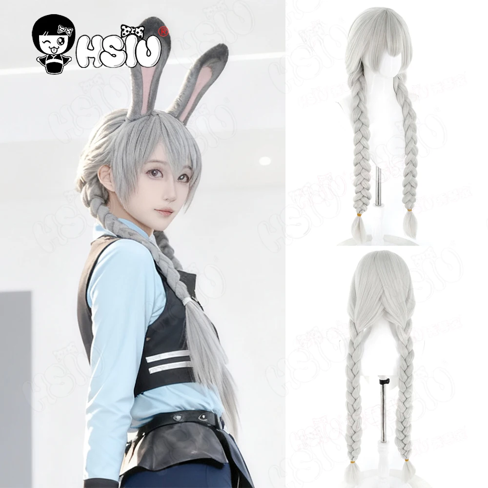 

Джуди Косплей Парик Волокно синтетический парик「HSIU」95 см Серебристо-серый длинный парик + шапочка для парика Аниме Джуди полицейский косплей парик