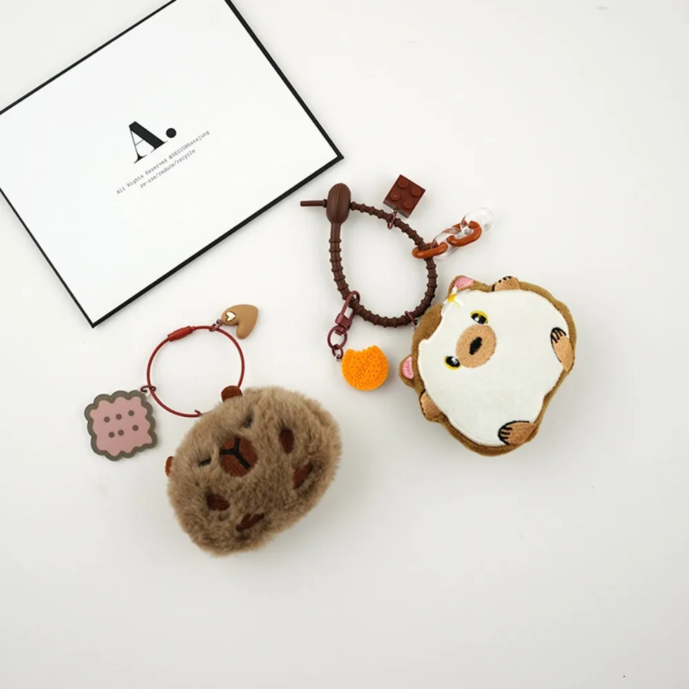 Cute Toy Plush Capybara Keychain Cartoon Capybara Stuffed Animals Simulation Capybara Pendant Accessories Soft Keyring