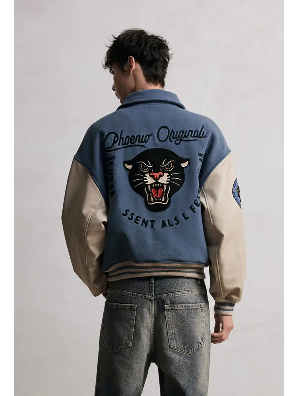 

Мужская демисезонная куртка-пилот в стиле пэчворк из полиэстера, свободного кроя, с длинными рукавами, повседневная