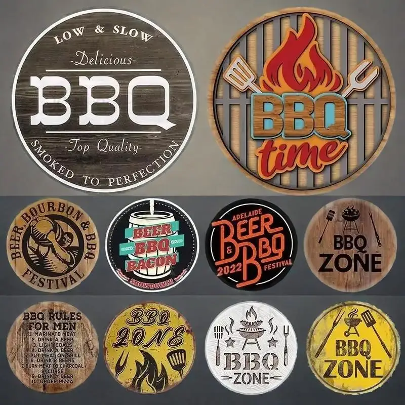 

Зона металлический знак, винтажный татовый барбекю, двор, уличная вечеринка, декоративная пластина, ретро правила барбекю, слоган, металлические знаки