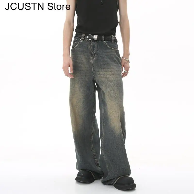 

Мужские джинсы, модные потертые повседневные широкие джинсовые брюки, мешковатые джинсы унисекс, винтажные брюки в американском стиле, широкая уличная одежда