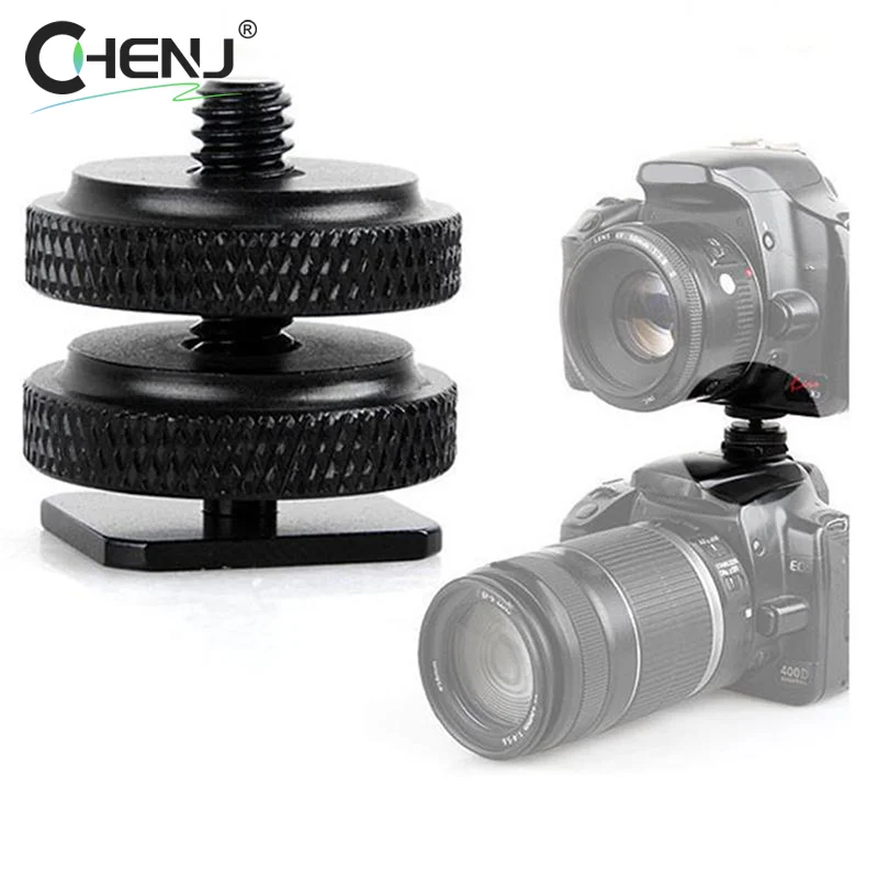 1/4 Double Conversion Screw Flash Metal Hot Shoe Mounts Camera Flash Adapter Upgrade Photography 2-in-1 General Components Tools