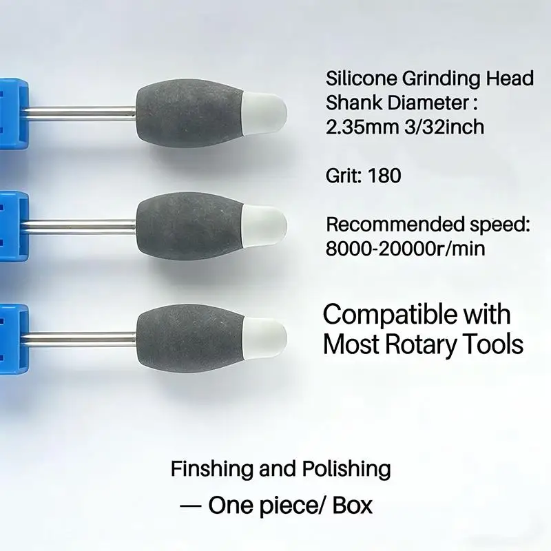 Silicone Grinding Head Dual-color Dual Size Tips Low-odor Abrasive Tool for Nail Art Polishing Handicraft Finishing Work