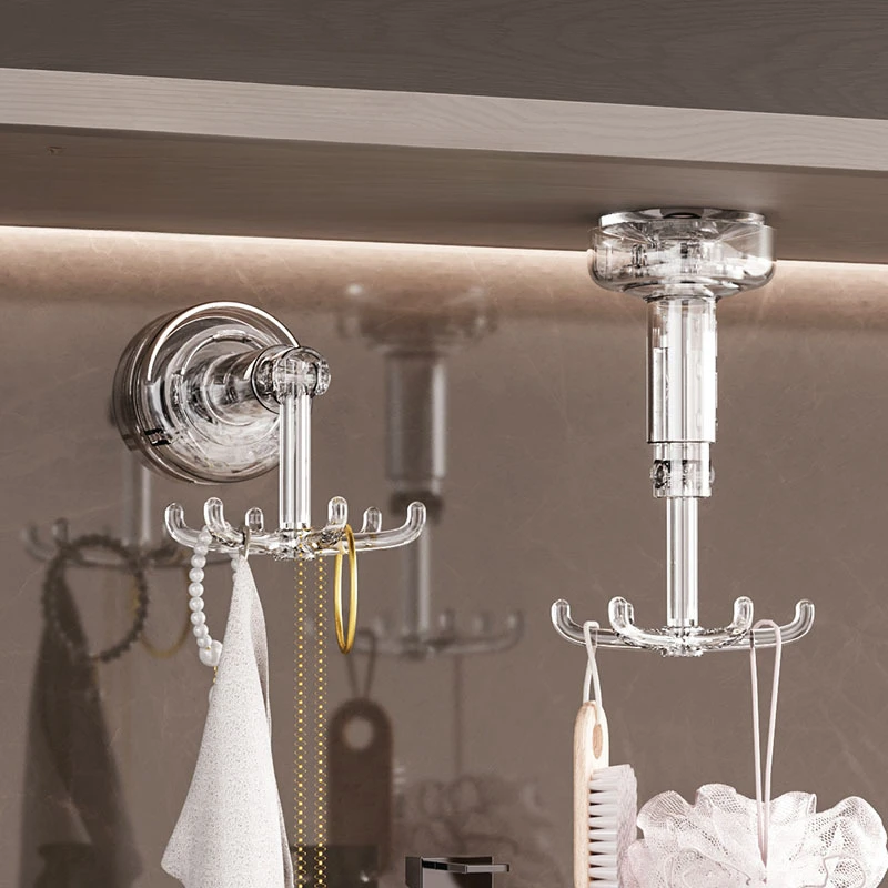 Household Six Claw Rotating Suction Cup Hook, No Punching, Multifunctional Headband Jewelry Storage, Wall Mounted Storage Rack