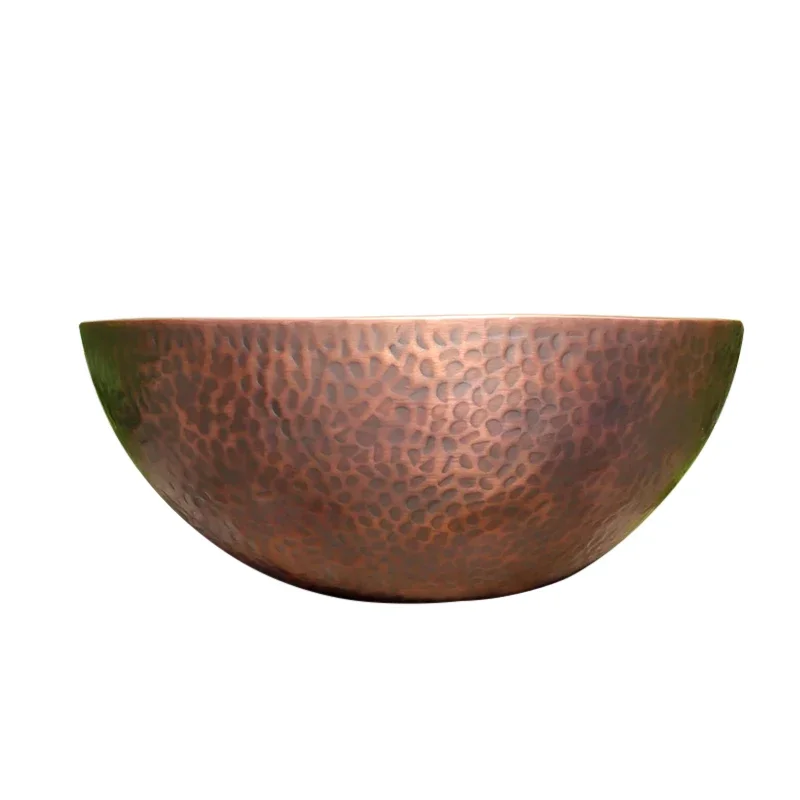 Hand Hammered Round Single Bowl Bathroom Countertop Washbasin Container Sink 5